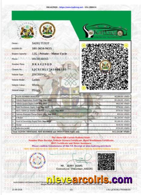 Nigeria Kaduna state vehicle license
